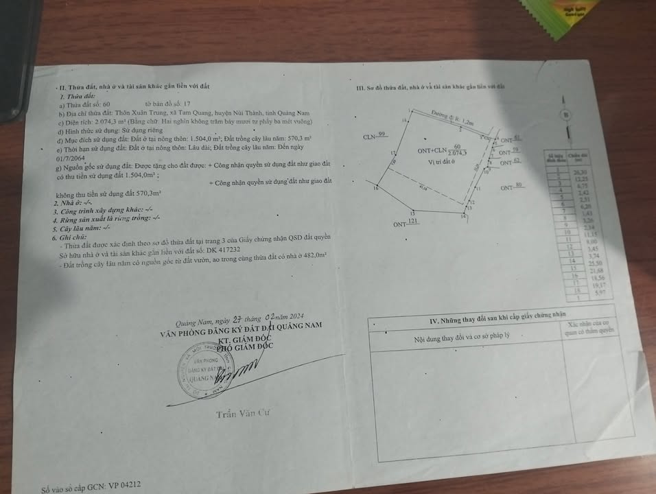 Đất nền Tam Quang 2074m² - Sổ đỏ chính chủ, giá thỏa thuận!