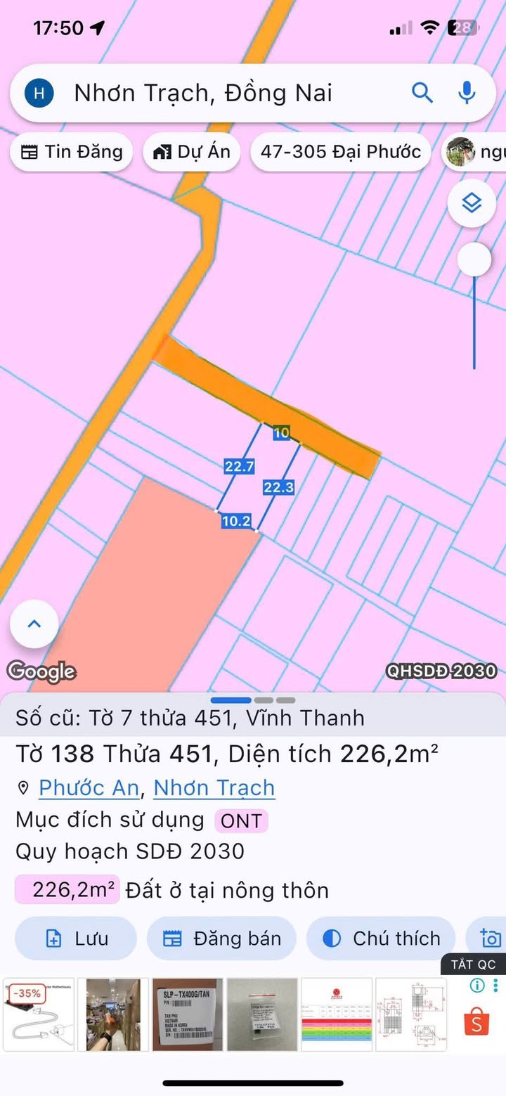 Đất nền xã Phước An, Nhơn Trạch 113m² giá chỉ 1.9 tỷ - Vị trí đẹp gần trường học!