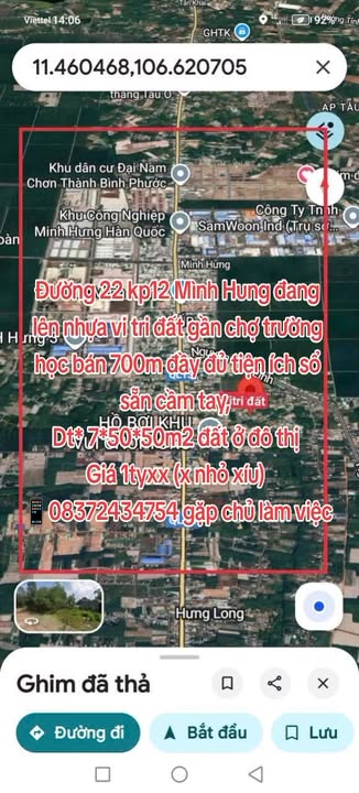 Đất nền tại Chơn Thành, Bình Phước 350m² giá 1 tỷ - Sổ đỏ cầm tay, đầy đủ tiện ích!
