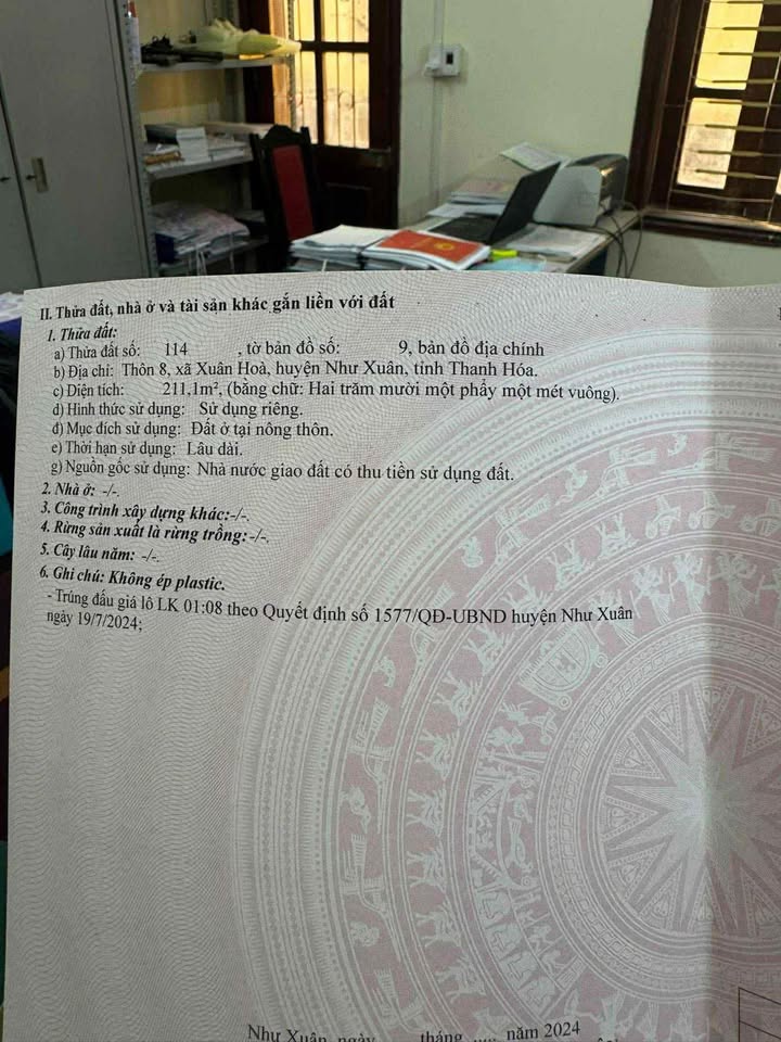 Đất đấu giá Xuân Hòa Như Xuân 211.1m² - Cơ hội đầu tư hấp dẫn!