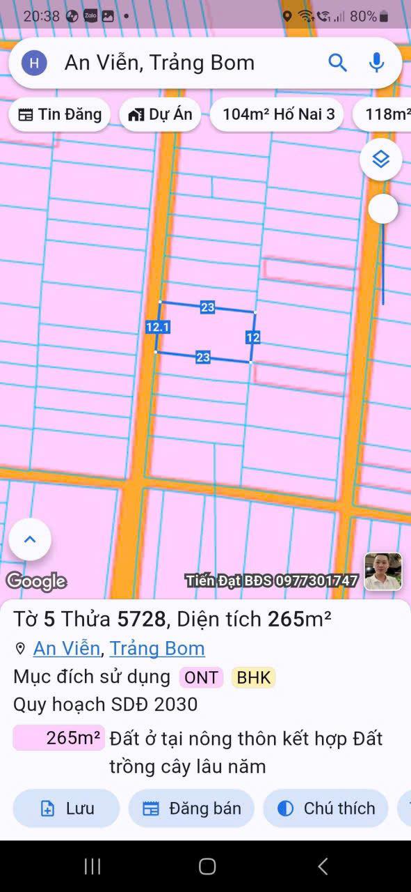 Đất thổ cư 120m² tại đường 234 An Viễn, Trảng Bom - Giá 2 tỷ, đầu tư sinh lời!