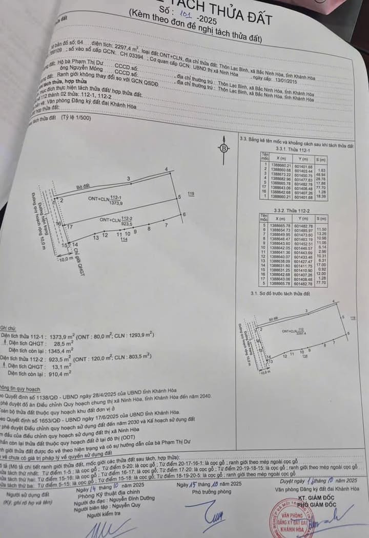 Đất nền Lạc Bình Ninh Thọ 923m² chỉ 1.847 tỷ - Đầu tư sinh lời lý tưởng!