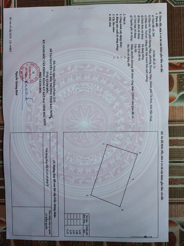 Đất nền Hương Mạc, Từ Sơn 74m² giá chỉ 2 tỷ - Ô tô vào tận đất!