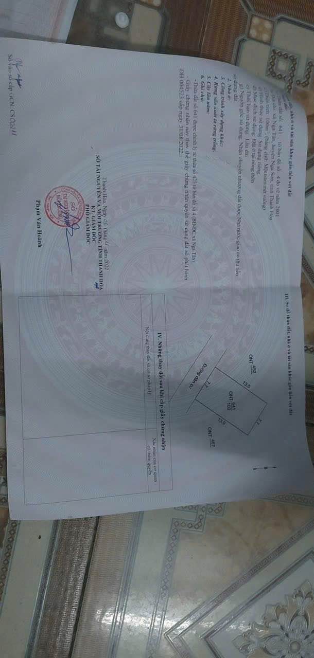 Đất thổ cư Nga Tân - Nga Sơn 100m² giá chỉ 800 triệu - Đầu tư sinh lời ngay!