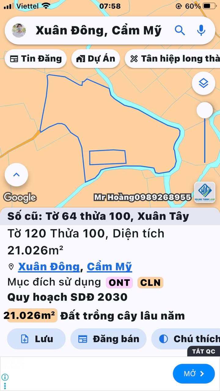 Đất nền Xuân Tây Cẩm Mỹ 21,000m² giá 10.5 tỷ - Sổ đỏ chính chủ!