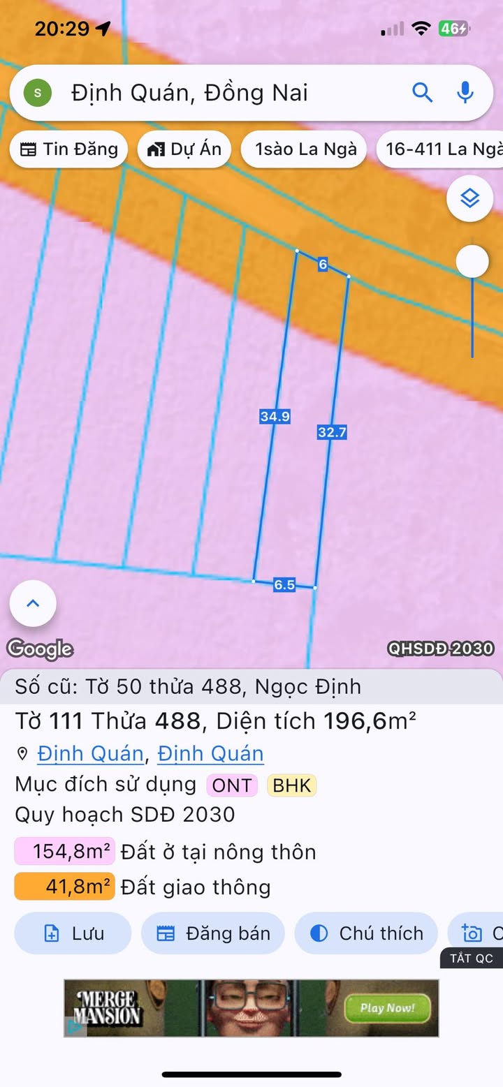 Đất thổ cư Ngọc Định 198m² giá 650 triệu - Sổ hồng chính chủ, nở hậu