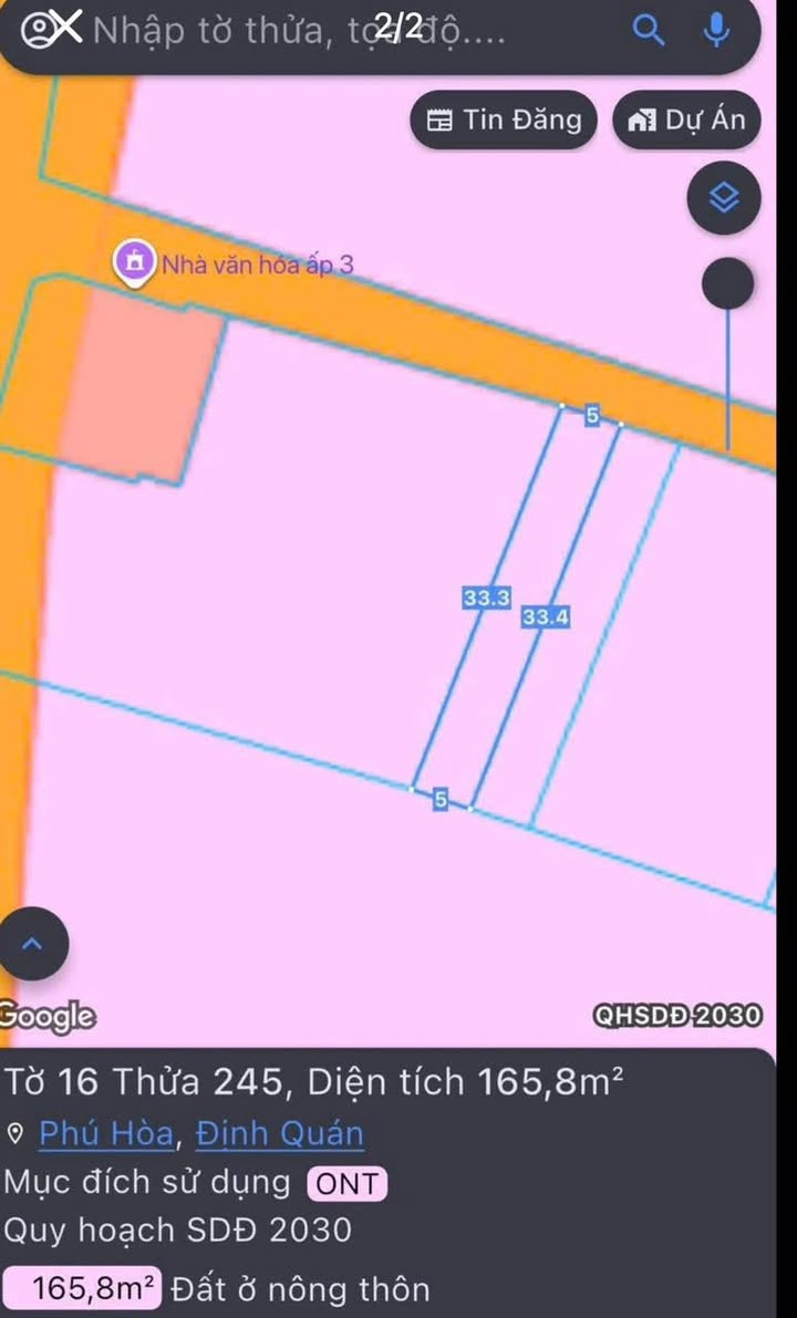 Đất thổ cư 165m² tại Phú Hòa, Định Quán - Giá chỉ 520 triệu, cơ hội đầu tư tốt!