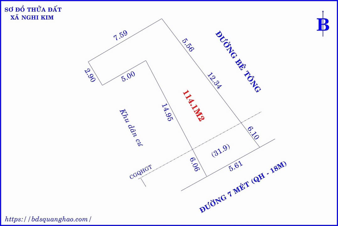 Bán đất Nghi Kim 114m² giá 2 tỷ - Lô góc 2 mặt tiền cực thoáng!