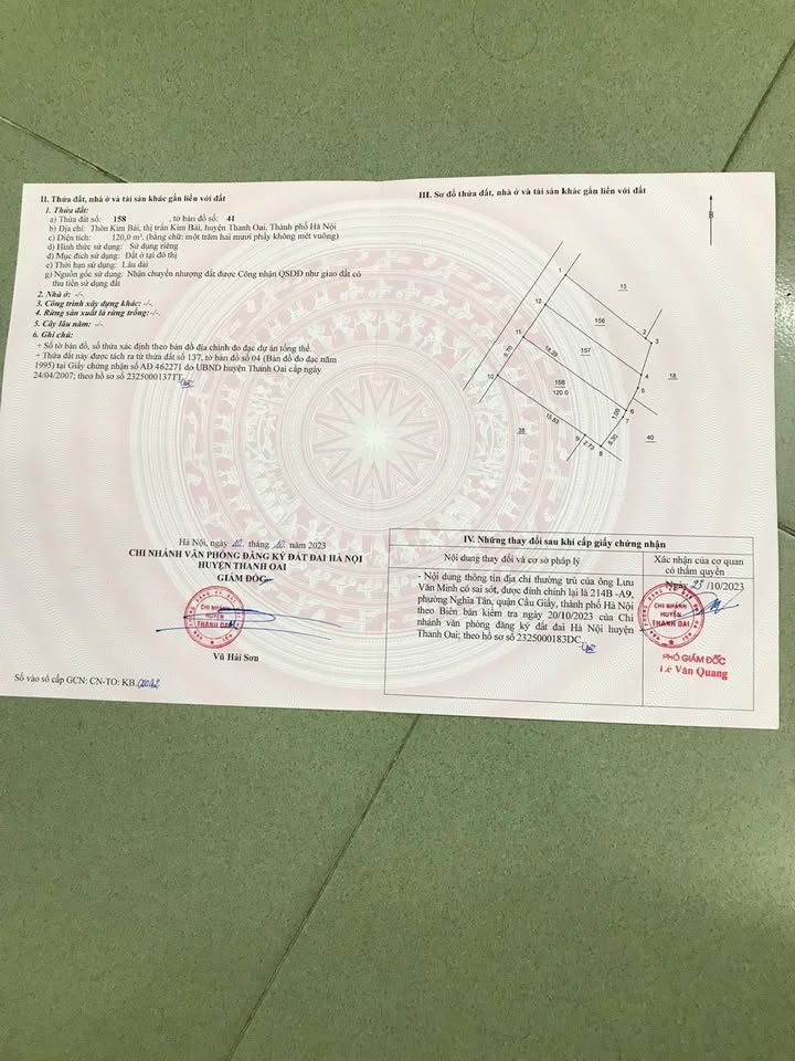 Đất nền thôn Kim Bài, huyện Thanh Oai, 120m² giá 57.6 tỷ - Đường ô tô đỗ cửa