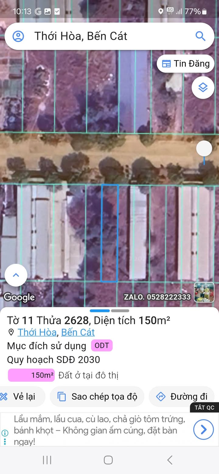 Đất nền Thới Hòa, Bến Cát 150m² giá 1.83 tỷ - Sổ đỏ chính chủ, xây dựng tự do!