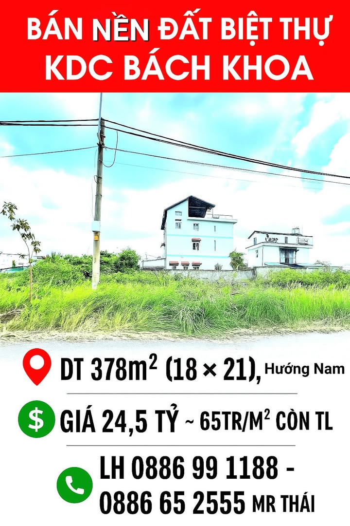 Lô đất biệt thự KDC Bách Khoa, TP. Thủ Đức 378m² giá 24.5 tỷ - Tiềm năng đầu tư cực cao!