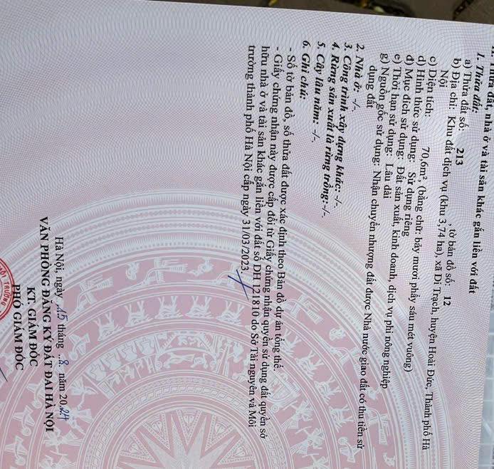 Đất nền Di Trạch Hoài Đức 70m² giá 13.3 tỷ - Đầu tư sinh lời ngay lập tức!