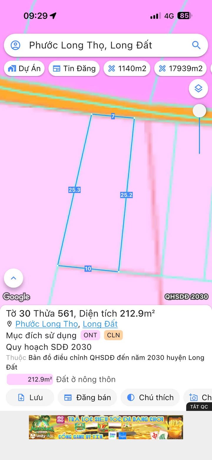 Đất nền Phước Long Thọ Đất Đỏ 212m² giá 799 triệu - Cơ hội đầu tư tuyệt vời!