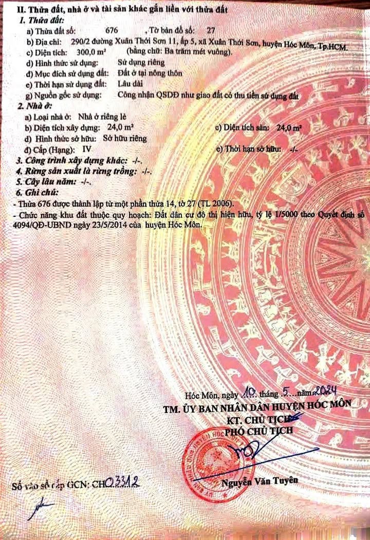 Đất nền 300m² tại Xuân Thới Sơn, Hóc Môn - Sổ hồng riêng, giá 6 tỷ thương lượng!