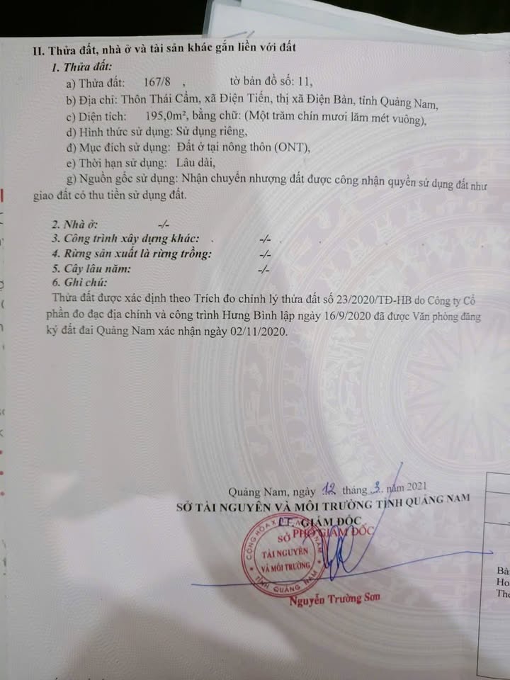 Đất thổ cư Thái Cẩm, Điện Tiến, 195m² giá 1 tỷ - Sổ đỏ chính chủ!