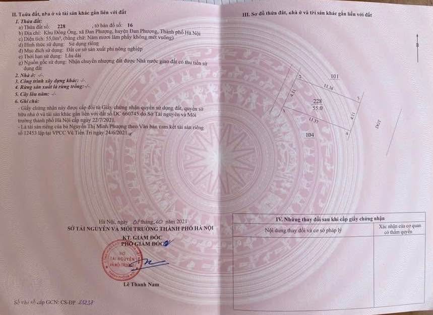 Đất nền Đồng Ông Đan Phượng 55m² giá 7 tỷ - Vỉa hè rộng, đầu tư sinh lời!