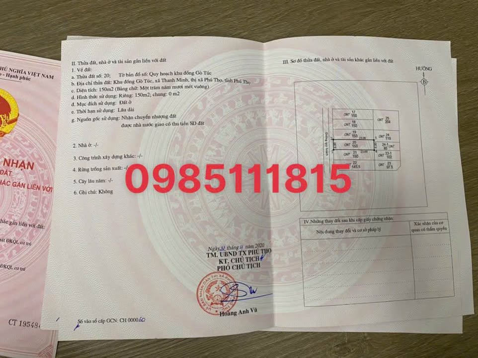 Đất nền Phú Thọ 150m² giá chỉ 2.4 tỷ - Cơ hội đầu tư tuyệt vời!