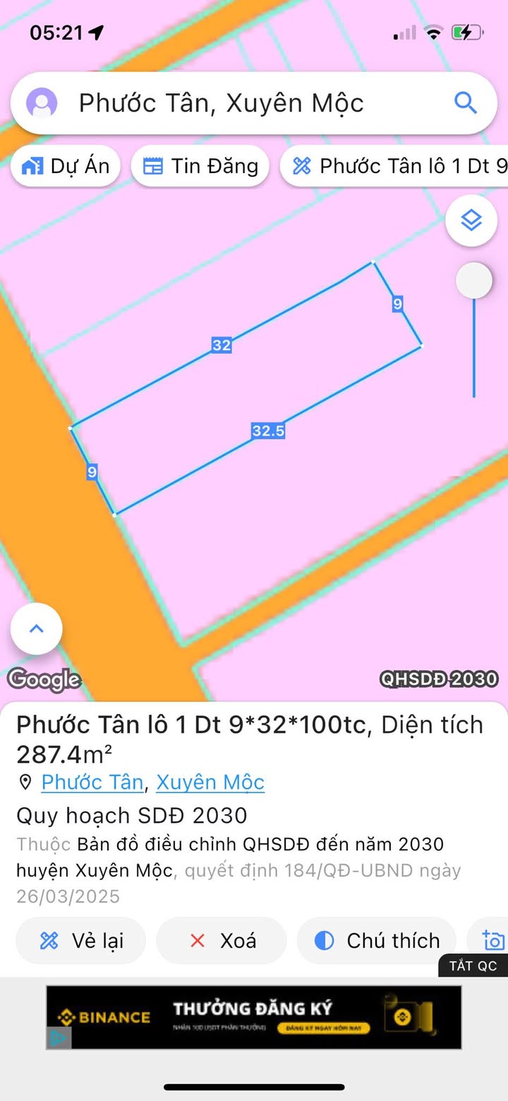 Đất nền Phước Tân 288m² giá 7.128 tỷ - Đường nhựa, gần chợ, trường học!