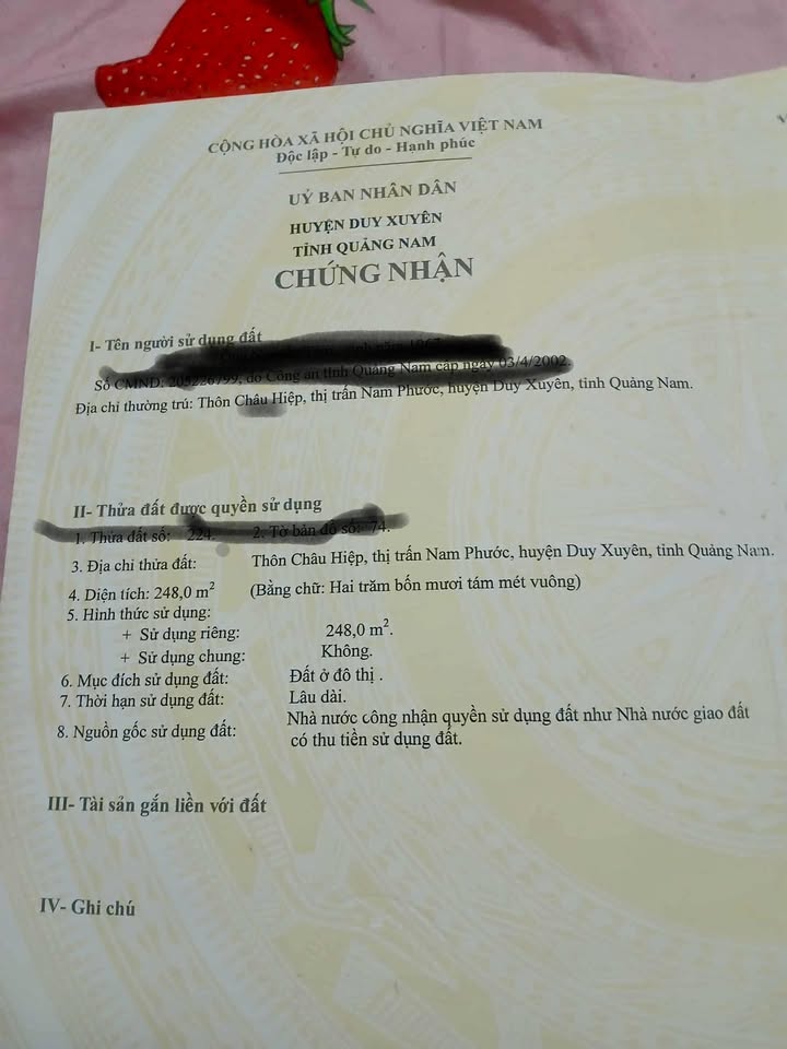 Đất ở Nam Phước Duy Xuyên 248m² - Giá đầu tư hấp dẫn, gần tiện ích!