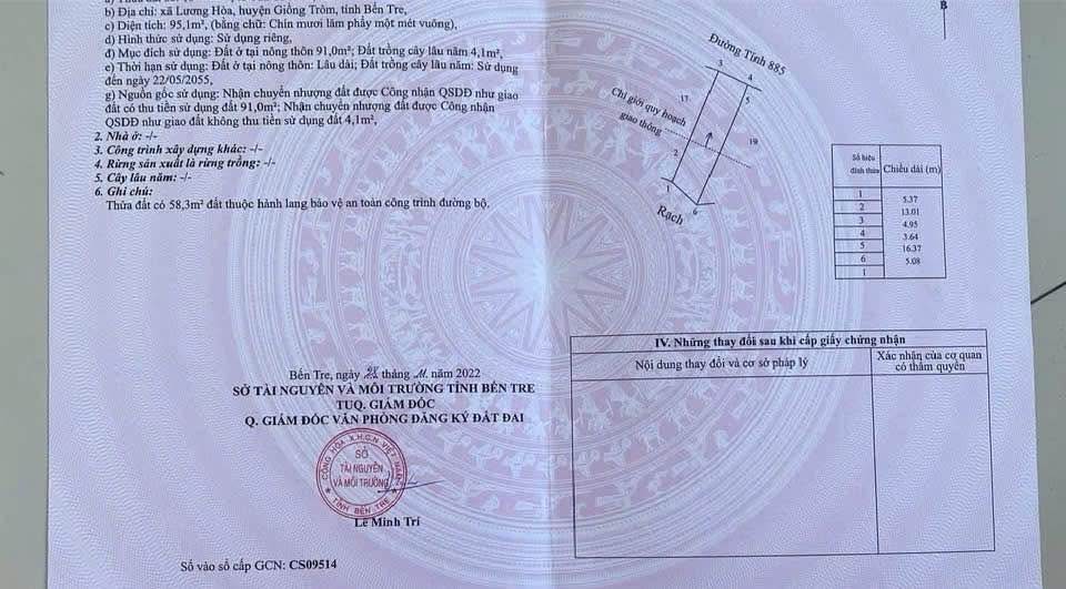 Nhà mặt tiền 885 Lương Hòa, Giồng Trôm 95m² giá chỉ 1.57 tỷ - Cơ hội đầu tư hấp dẫn!