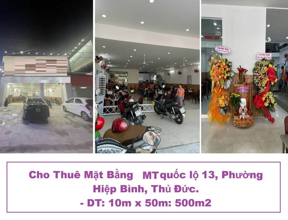 Mặt bằng cho thuê mặt tiền Quốc Lộ 13, Thủ Đức 500m² - Kinh doanh thuận lợi!