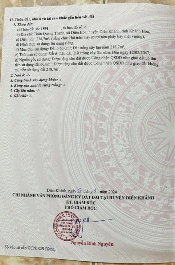 Nhà cấp 4 sân vườn thôn Quang Thạnh, xã Diên Hòa, 278.7m² giá 1.599 tỷ - Sổ hồng lâu dài!