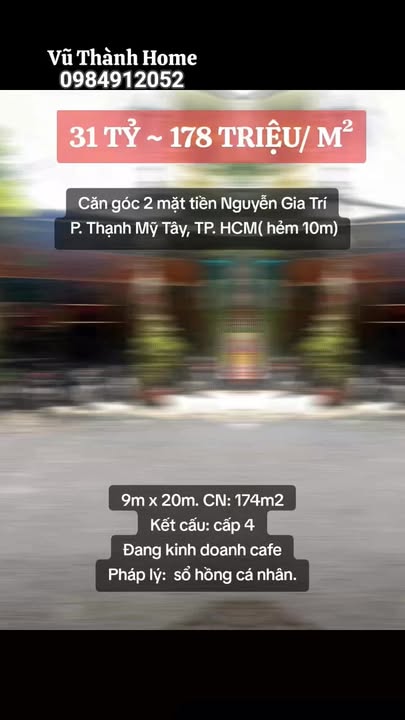 FrontHouse Hẻm Kinh Doanh 10m Nguyễn Gia Trí 180m² giá 31 tỷ - Cơ hội đầu tư tuyệt vời!