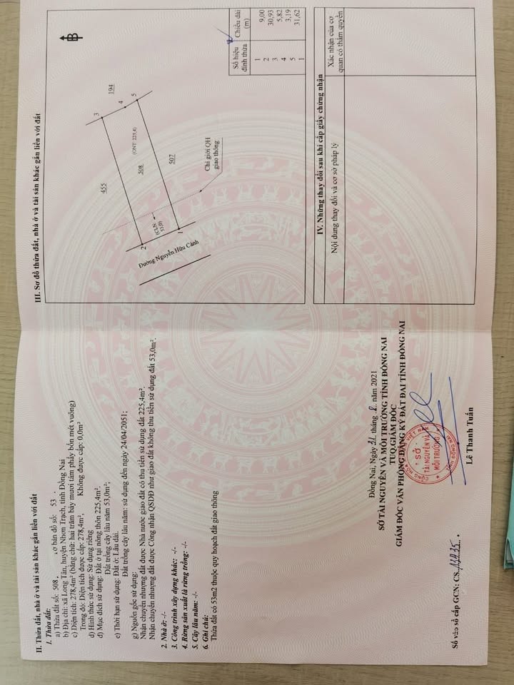 Đất Mặt Tiền Đường Nguyễn Hữu Cảnh Nhơn Trạch 278m² - Xây Dựng Tòa Nhà Văn Phòng Lý Tưởng!