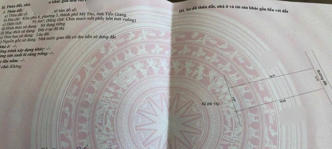 Đất nền P5 Mỹ Tho 91m² giá 1 tỷ - Đường ô tô tới nơi!