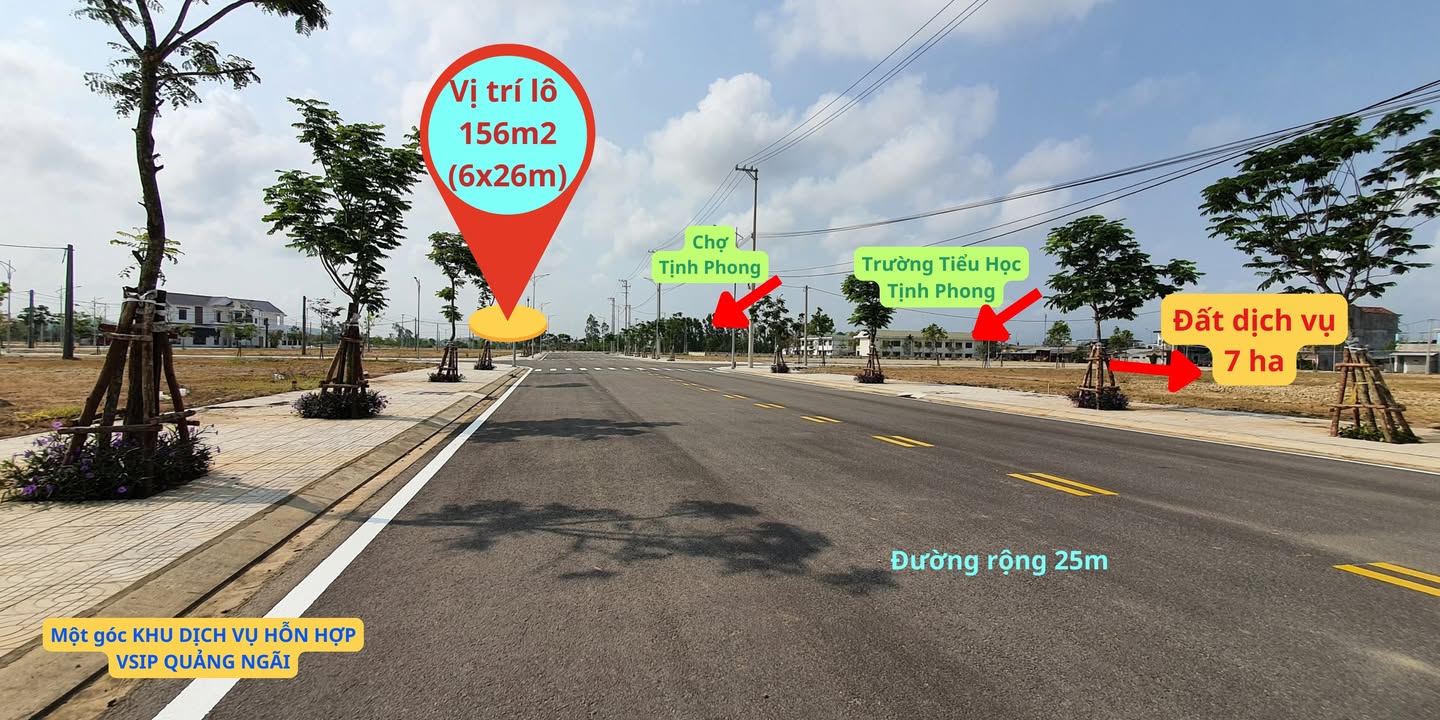 Đất nền khu dịch vụ hỗn hợp VSIP Quảng Ngãi 156m² giá 2.4 tỷ - Đầu tư sinh lời ngay!