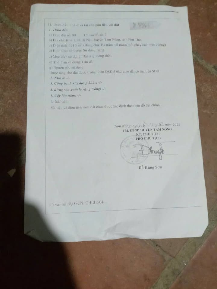 Đất nền Dị Nậu, Tam Nông 321.9m² giá 500 triệu - Tiềm năng đầu tư sinh lời cao!