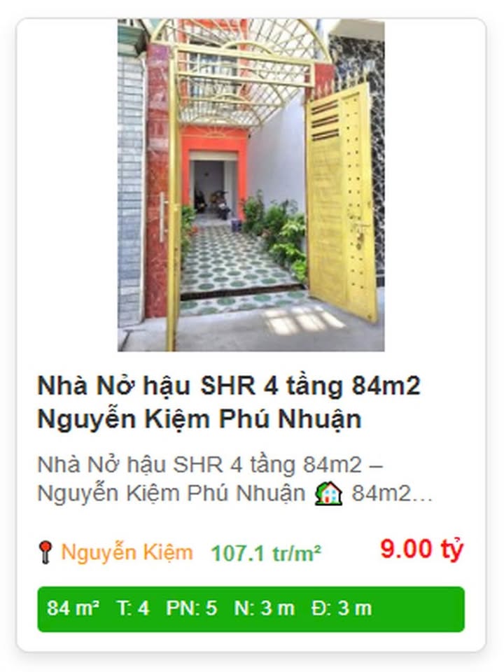 Nhà hẻm nở hậu 84m² giá thỏa thuận - Phường 3, Quận Phú Nhuận