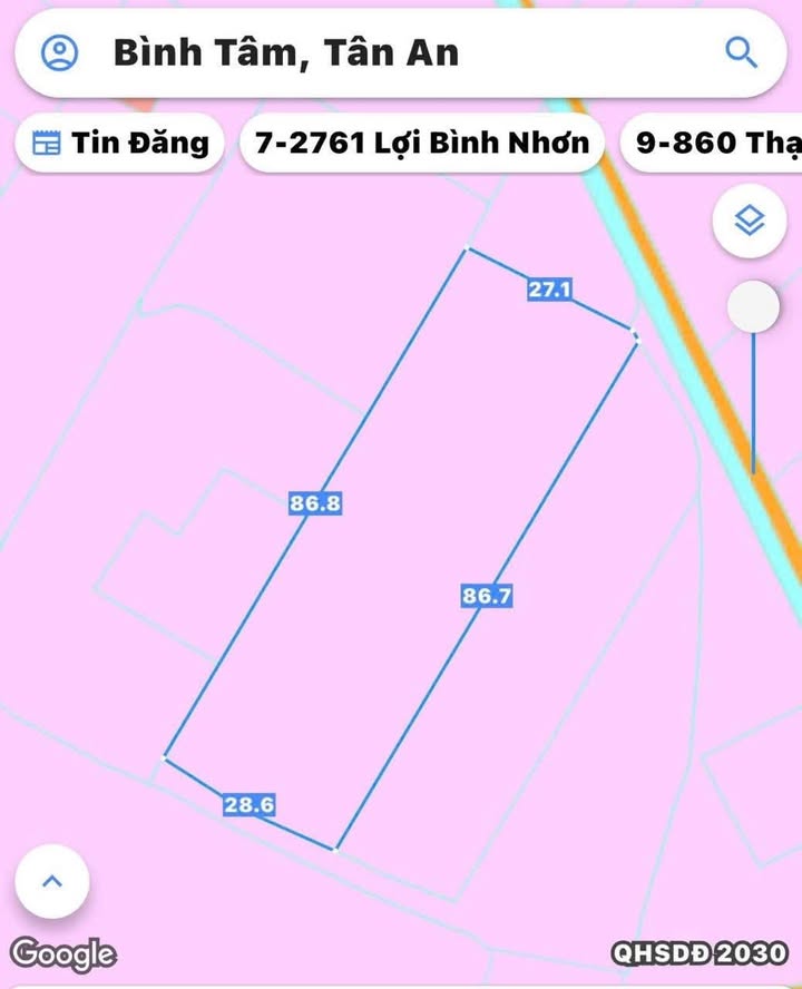 Đất lúa 1032m² phường Tân An, Long An - Giá chỉ 1.2 tỷ, cơ hội đầu tư tuyệt vời!