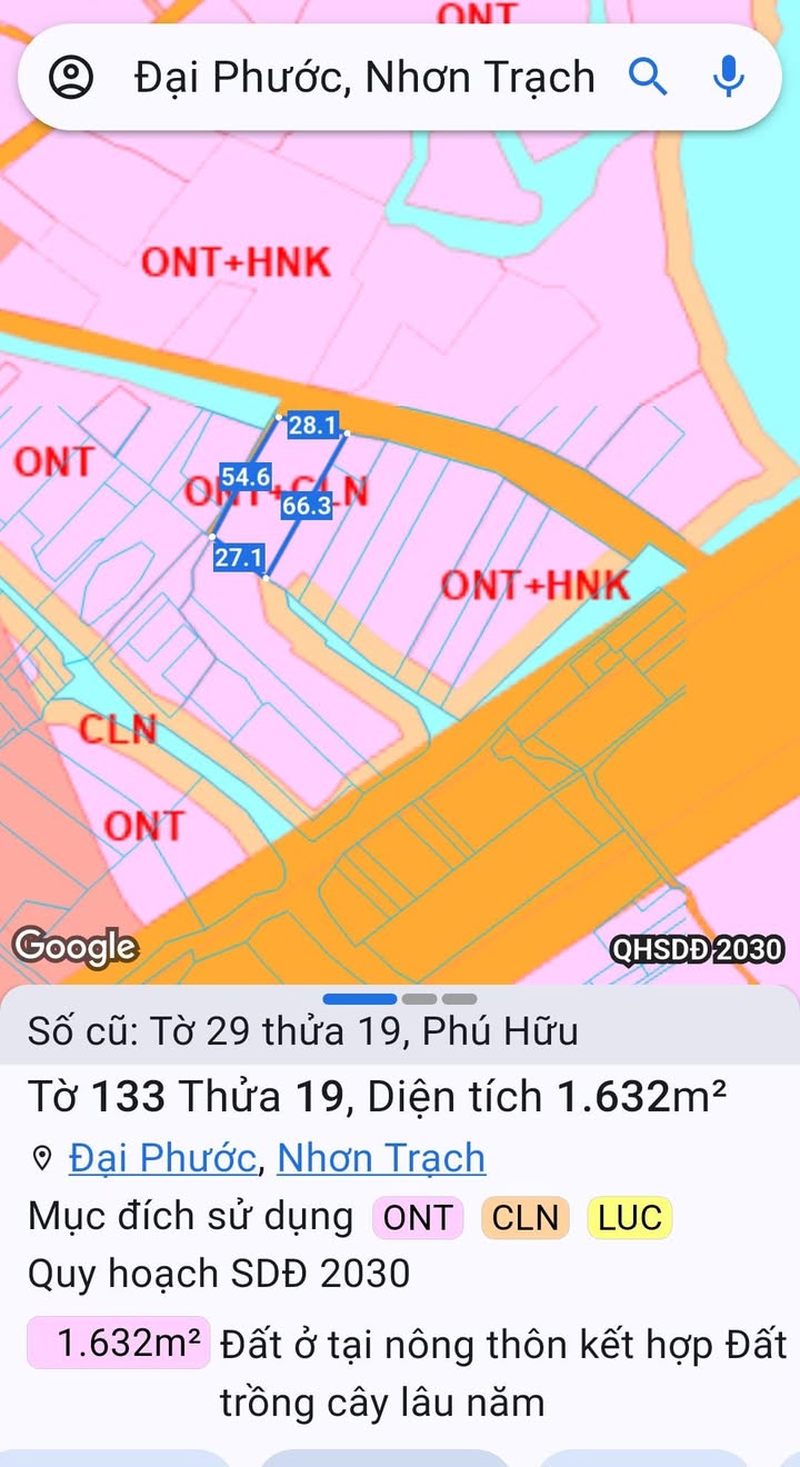 Đất nền mặt tiền đường Phan Văn Đáng, Nhơn Trạch 1.632m² giá 29.376 tỷ - Cơ hội đầu tư hấp dẫn!