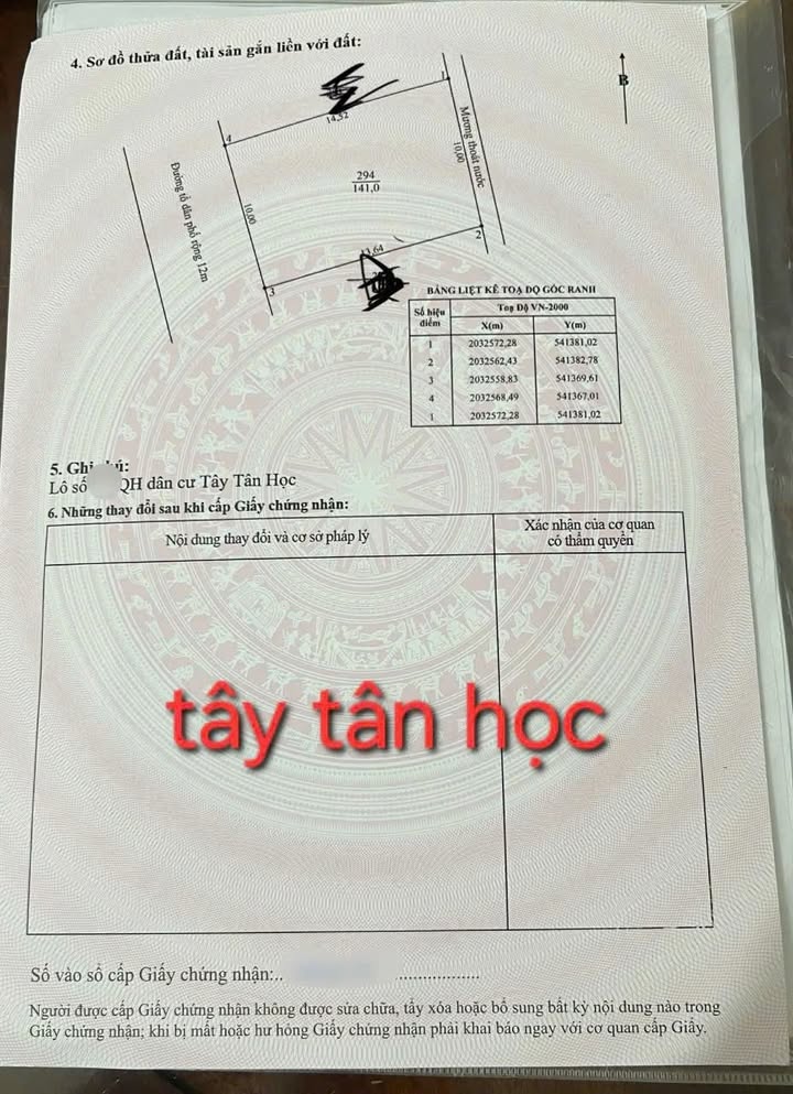 Đất quy hoạch Tây Tân Học 141m² giá 2 tỷ - Cơ hội đầu tư hấp dẫn!