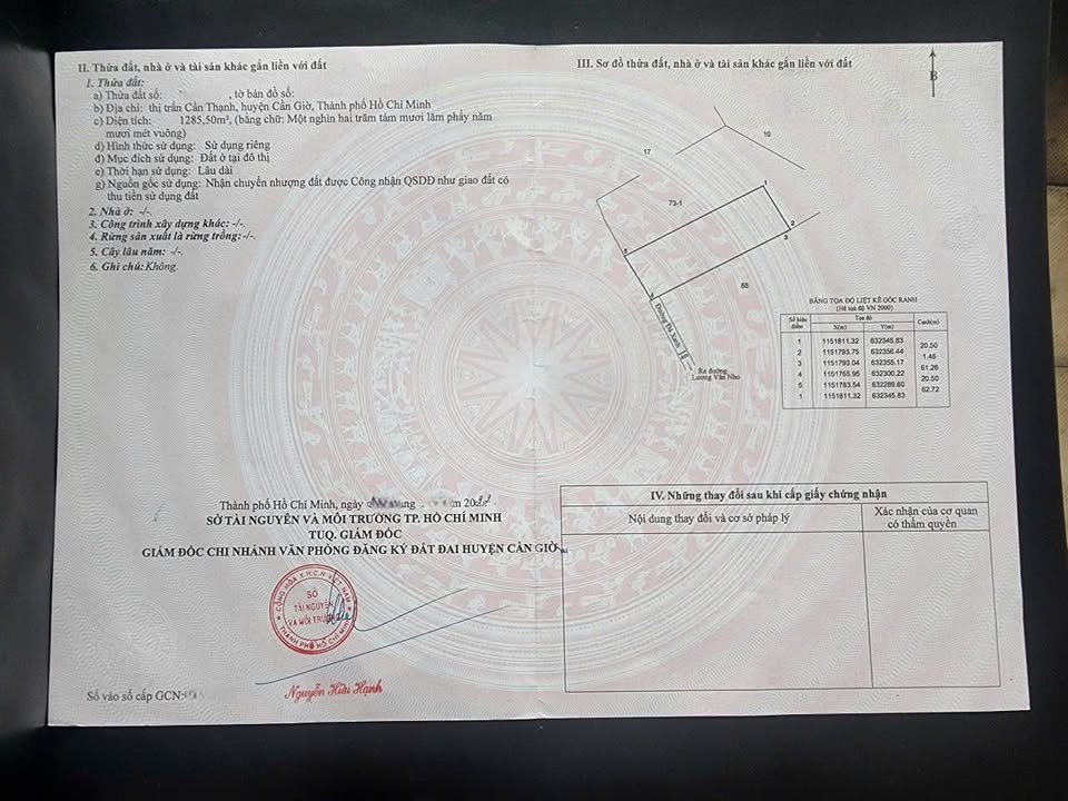 Đất nền đẹp Cần Thạnh - Cần Giờ 1285m² giá chỉ 25 tỷ - Cơ hội đầu tư sinh lời!