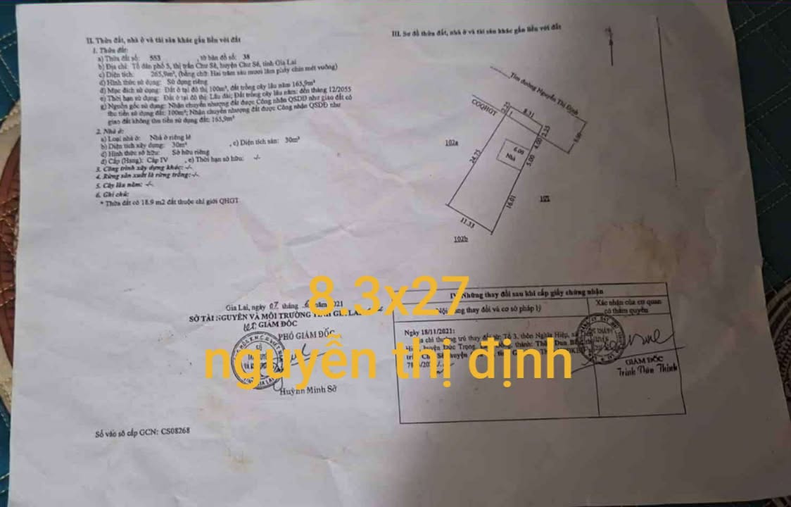 Đất thổ cư 224m² đường Nguyễn Thị Định, Chư Sê, Gia Lai - Giá chỉ 1.6 tỷ!