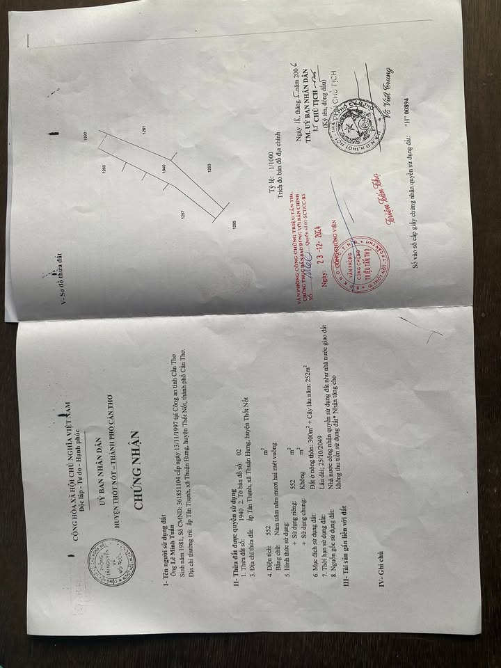 Bán đất thổ cư 500m² giá rẻ tại Thuận Hưng, Thốt Nốt - Tiềm năng đầu tư lớn!