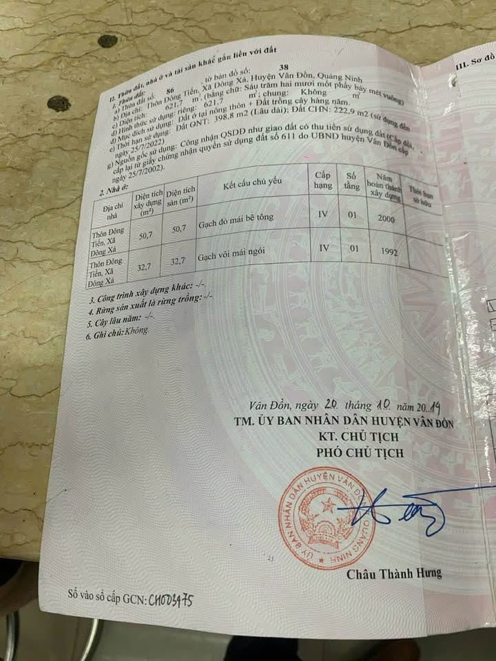 Đất nền thổ cư 621.7m² tại Đồng Tiến, Vân Đồn - Đường ô tô vào tận nơi chỉ 6.85 tỷ!