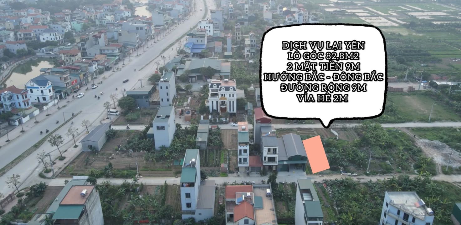 Đất lô góc 82,8m² khu dịch vụ Lại Yên, Hoài Đức - Tiềm năng kinh doanh cực tốt!