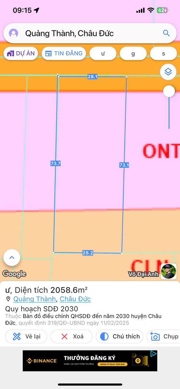 Đất nền Châu Đức 2058m² giá 2.5 tỷ - Mặt tiền đường nhựa thông