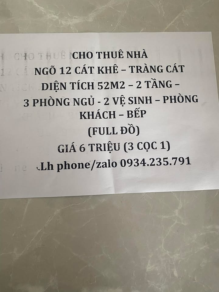 Nhà cho thuê Tràng Cát, Hải An 60m² - Phù hợp cho gia đình và công nhân