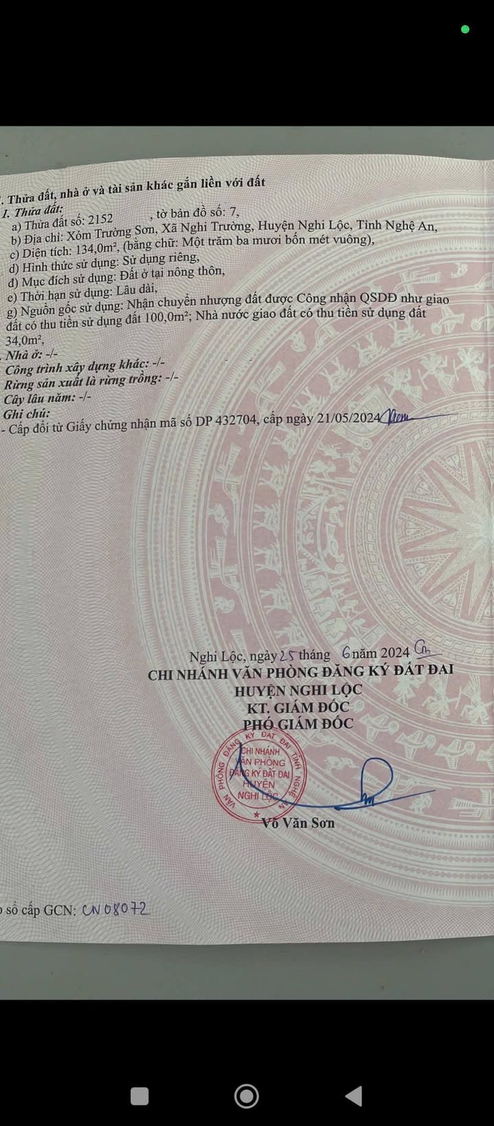 Đất chính chủ Nghi Trường 134m² giá 1 tỷ - Cơ hội đầu tư hấp dẫn!