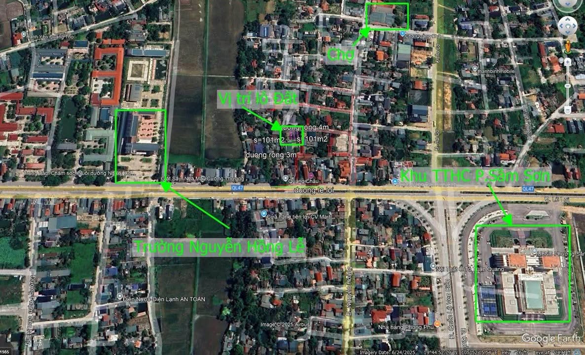 Đất nền mặt đường Lê Lợi, phường Quảng Châu, Sầm Sơn 314.8m² - Sổ đỏ chính chủ, tiềm năng đầu tư cao!