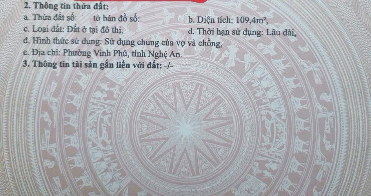Đất nền Yên Sơn, Hà Huy Tập, Vinh 109,4m² giá 3.95 tỷ - Địa điểm lý tưởng cho đầu tư