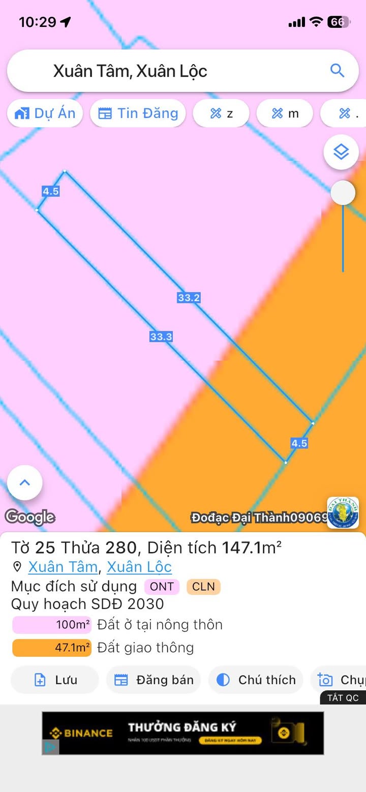 Đất thổ cư mặt tiền đường Xuân Tâm Trảng Táo 148.5m² giá 600 triệu - Cơ hội đầu tư tuyệt vời!