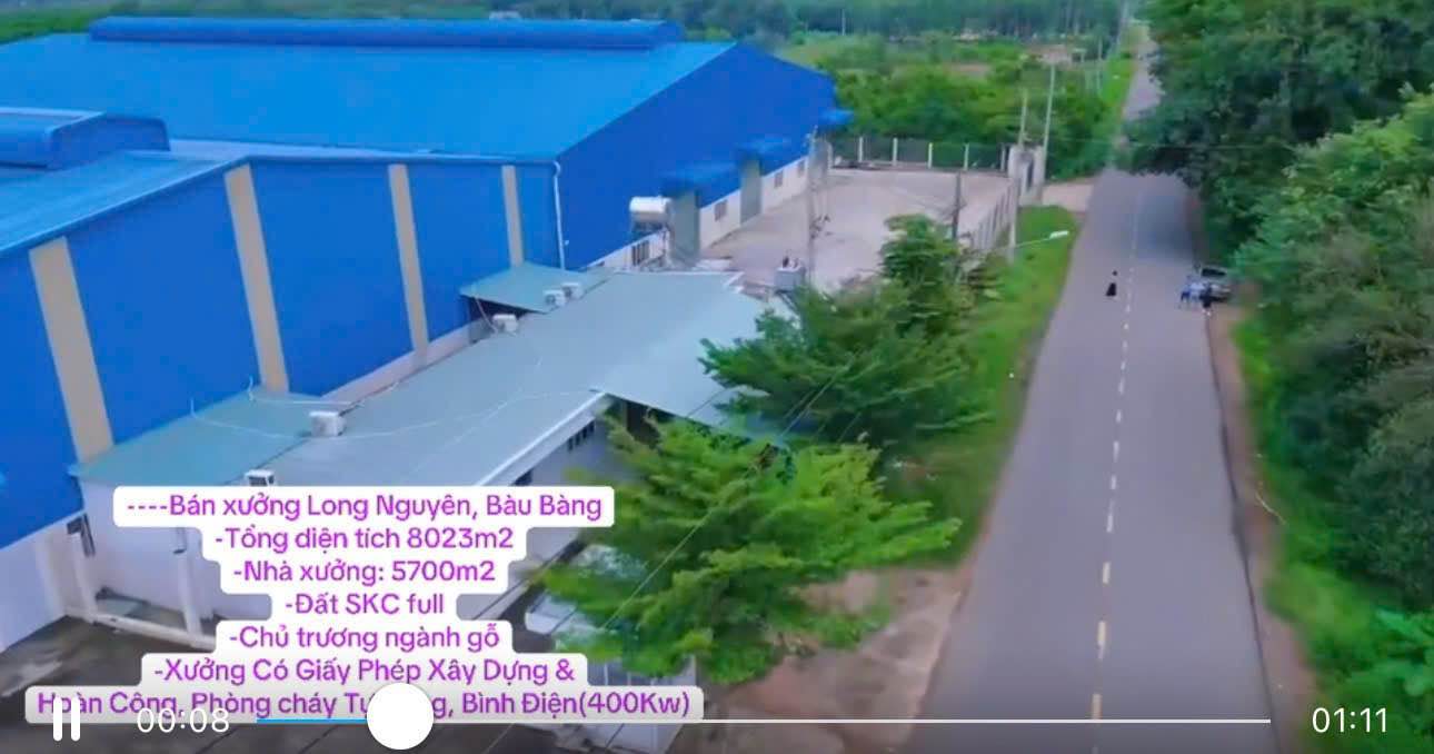 Bán xưởng Long Nguyên, Bàu Bàng 8023m² - Đầu tư sinh lời trong ngành gỗ!