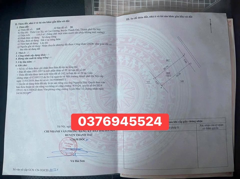 Đất nền Dân Hòa, Thanh Oai 116m² giá 4.64 tỷ - Sổ đỏ chính chủ, ô tô tải vào tận nơi!