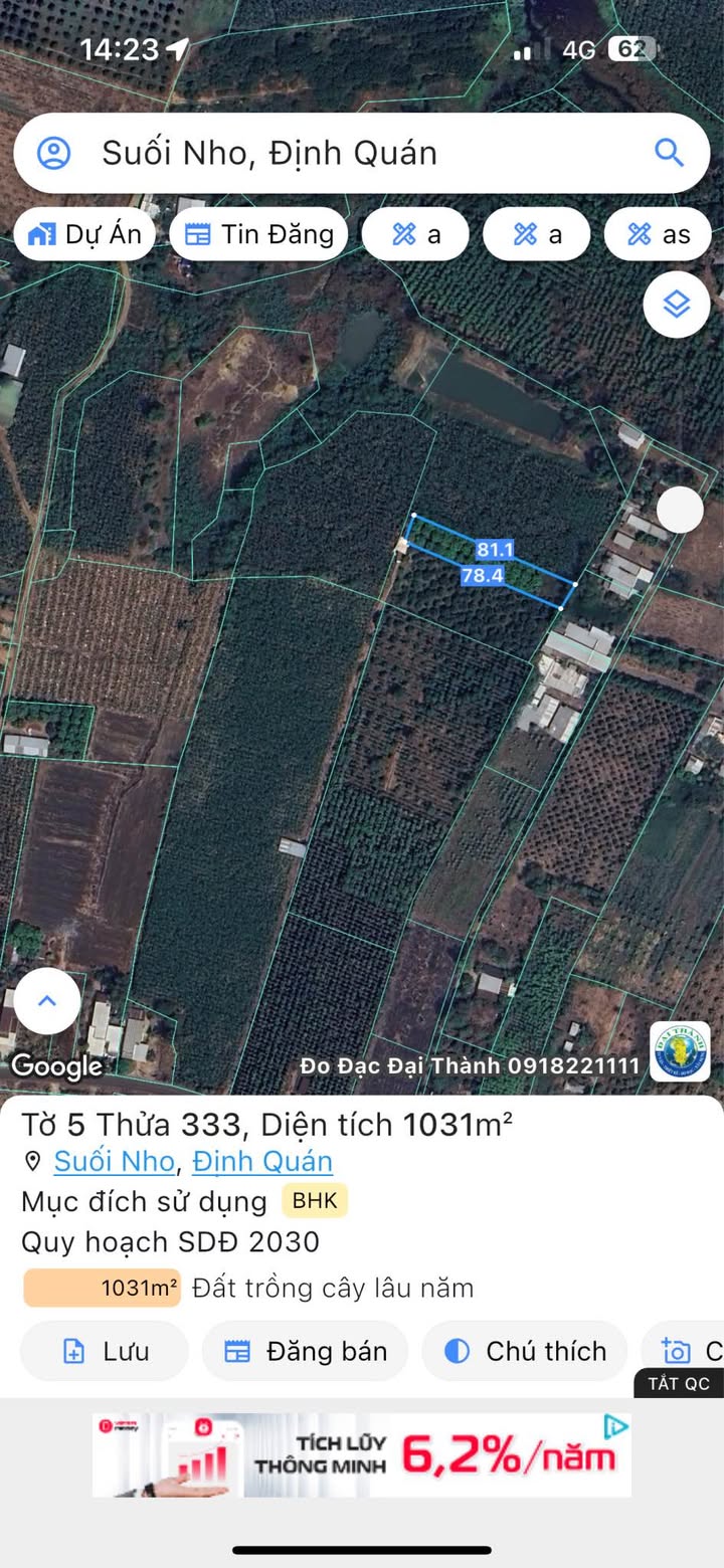 Đất nền Suối Nho Định Quán 1000m² giá 370 triệu - Đầu tư sinh lời ngay!