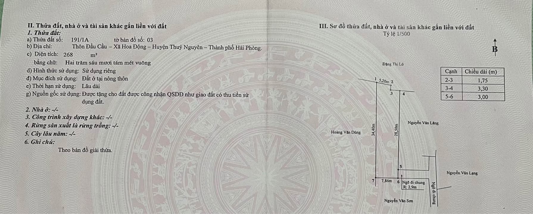 Đất ở lâu dài Thôn Đầu Cầu, TP. Thủy Nguyên 268m² giá 5.36 tỷ - Đầu tư sinh lời ngay!